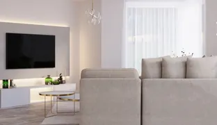 Bright living room coloured by the sun