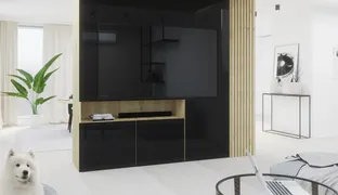 Salon z akcentem drewna