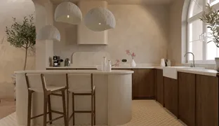 Wizualizacja kuchni w jasnych barwach