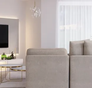 Bright living room coloured by the sun