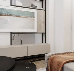 Sand-coloured creation of the living area