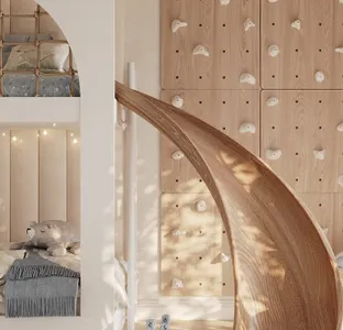 Design of a boy's room with a slide