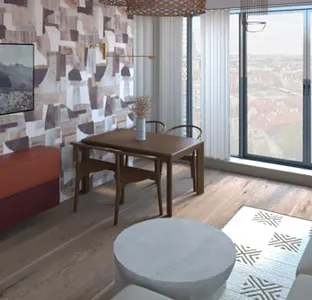 Living room and kitchen project at Mostowa in Poznań