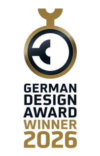 Odznaka German Design Award Winner 2026 przyznana stronie internetowej Woodeco.eu za wyjątkowy design