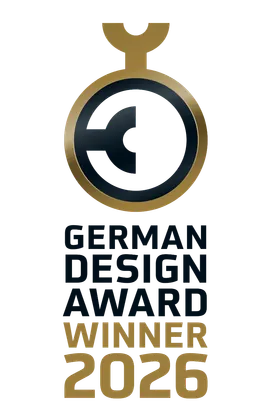 Odznaka German Design Award Winner 2026 przyznana stronie internetowej Woodeco.eu za wyjątkowy design