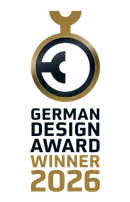 Odznaka German Design Award Winner 2026 przyznana stronie internetowej Woodeco.eu za wyjątkowy design